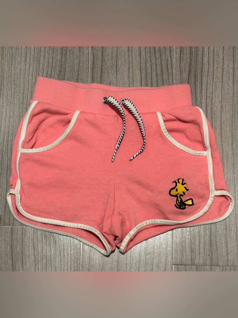 Hanna Andersson Peanuts Pink Cotton Kids Shorts with White Trim